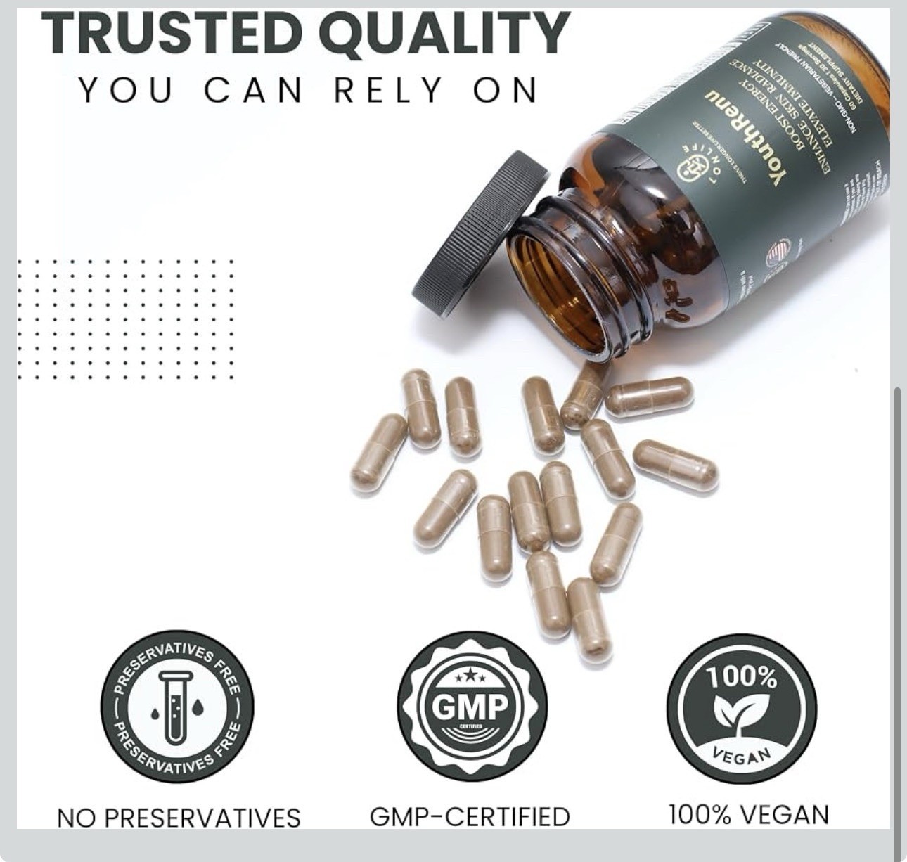 Lonlife YouthRenu Resveratrol & American Ginseng 60 Capsules Non-GMO Vegan