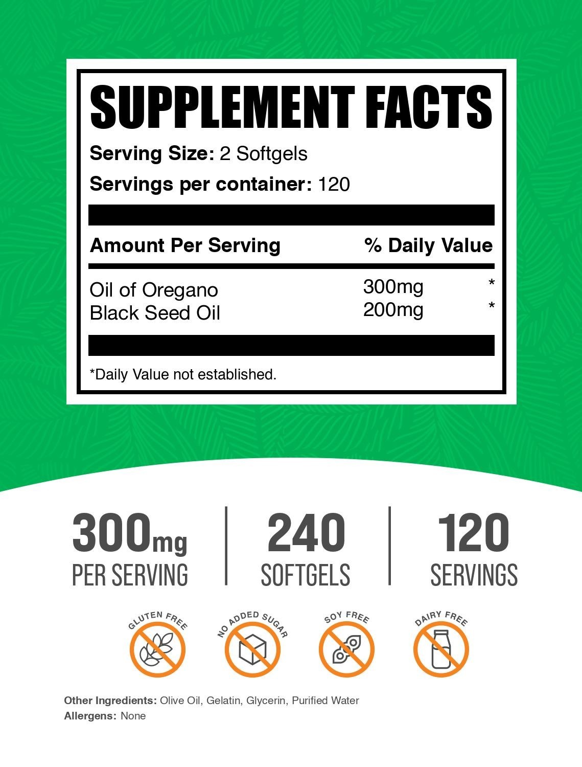 BulkSupplements Oil of Oregano with Black Seed Oil Softgels – 240 Softgels