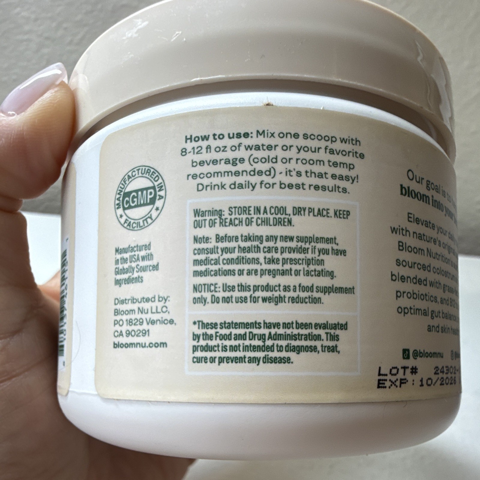 Bloom Colostrum + Collagen Peptides Powder Gut & Immune Orange Cream 4.23 oz
