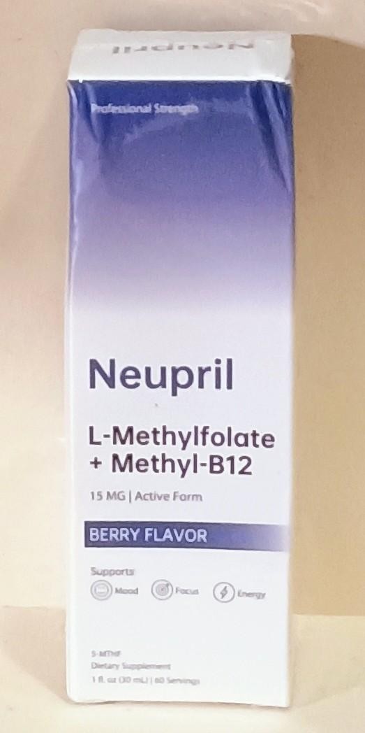 Neupril L-Methylfolate + Methyl-B12 Drops 15mg Berry 1oz Exp 11/2027