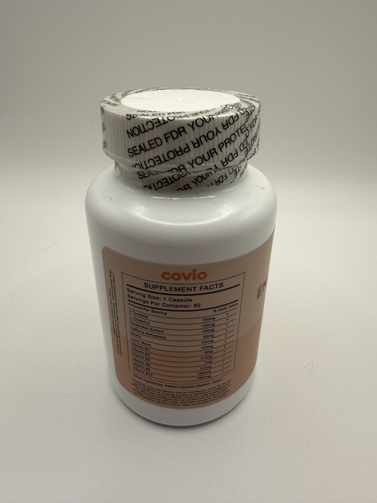 Covio Energy Booster Capsules for Women L-Tyrosine Cordyceps Reishi 60ct – New