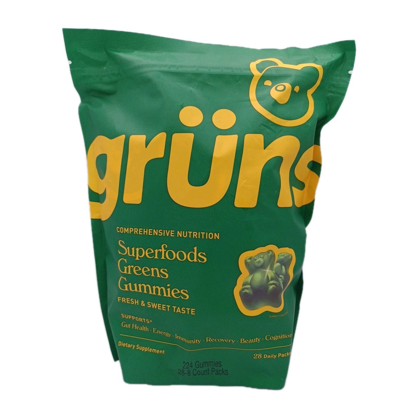 NEW Grüns Superfoods Greens Gummies 224 Vegan Gut Health Energy Immunity 06/27