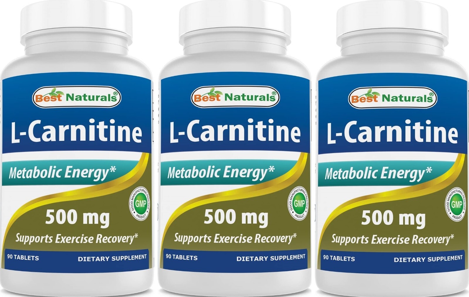 3 Pack Best Naturals L-Carnitine Tartrate 500 mg 90 Tablets