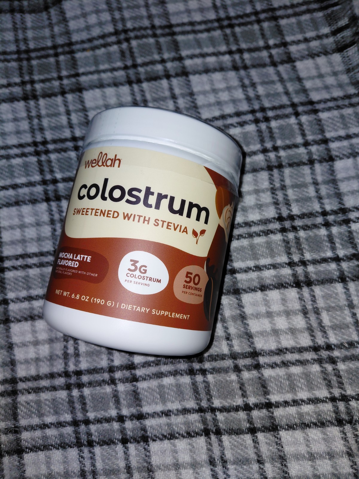 Wellah Colostrum Powder Dietary Supplement Stevia Sweetened Mocha Latte 6.8 oz