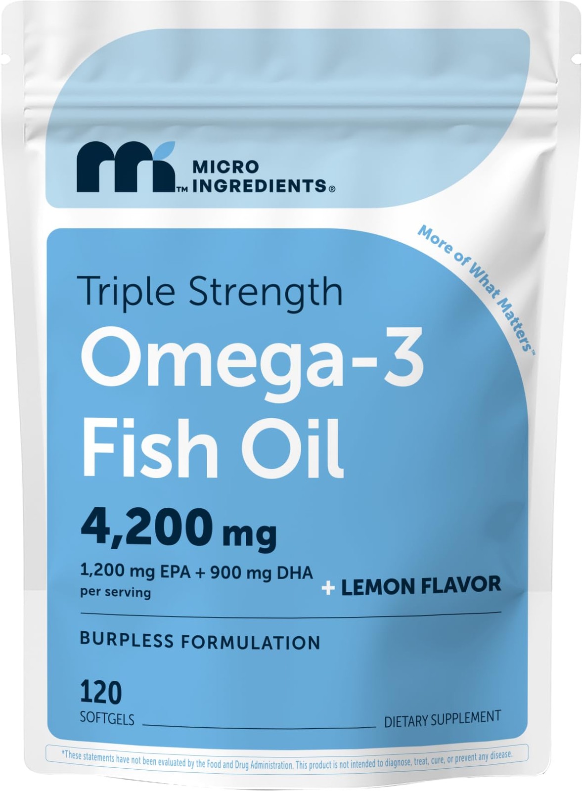 Micro Ingredients Triple Strength Omega 3 Fish Oil 120 Count (Pack of 1)
