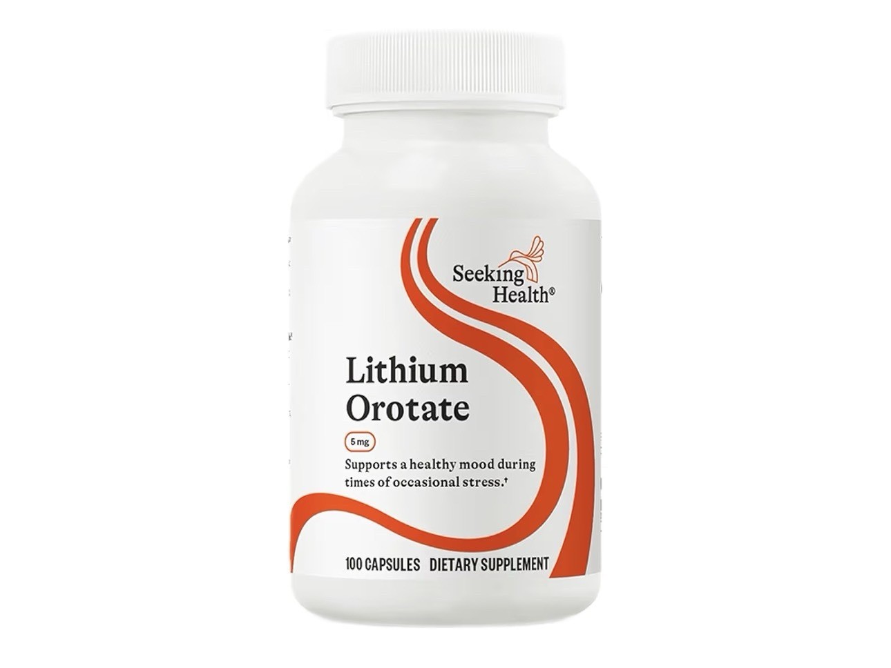 Seeking Health Lithium Orotate 5mg 100 Capsules Dairy-Free Vegan Memory Support