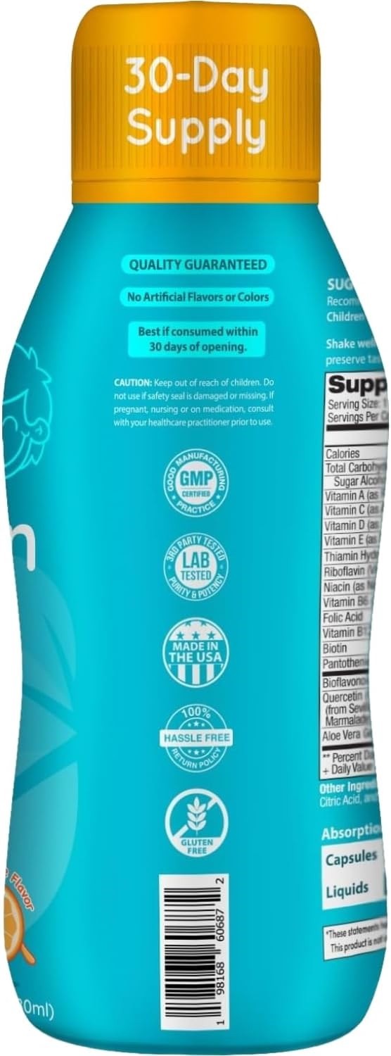 Kids Liquid Multivitamin Sugar Free Immune Support Orange Flavor 1 Month