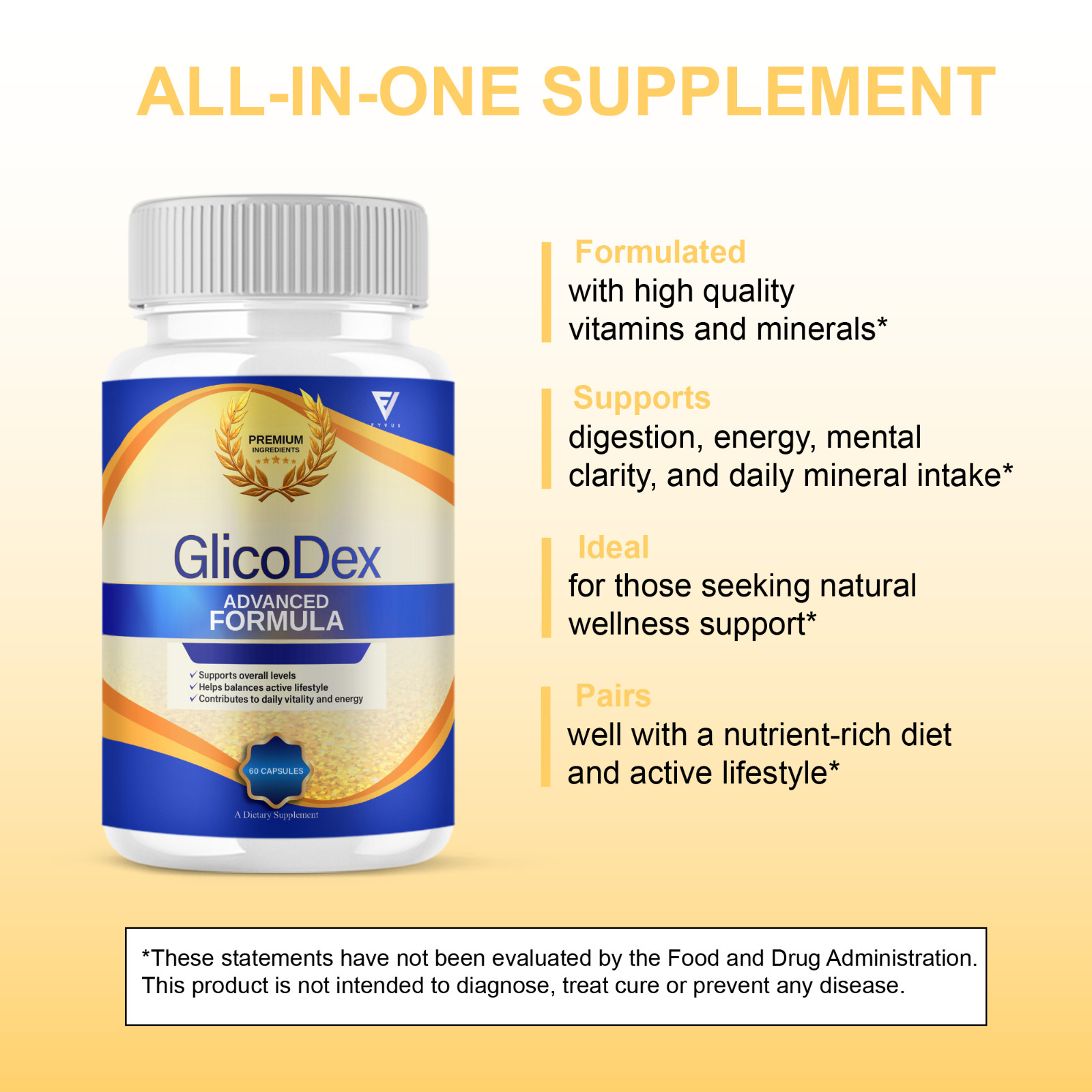 (3 Pack) Glicodex Premium Blood Support Capsules, Glicodex Pills (180 Capsules)