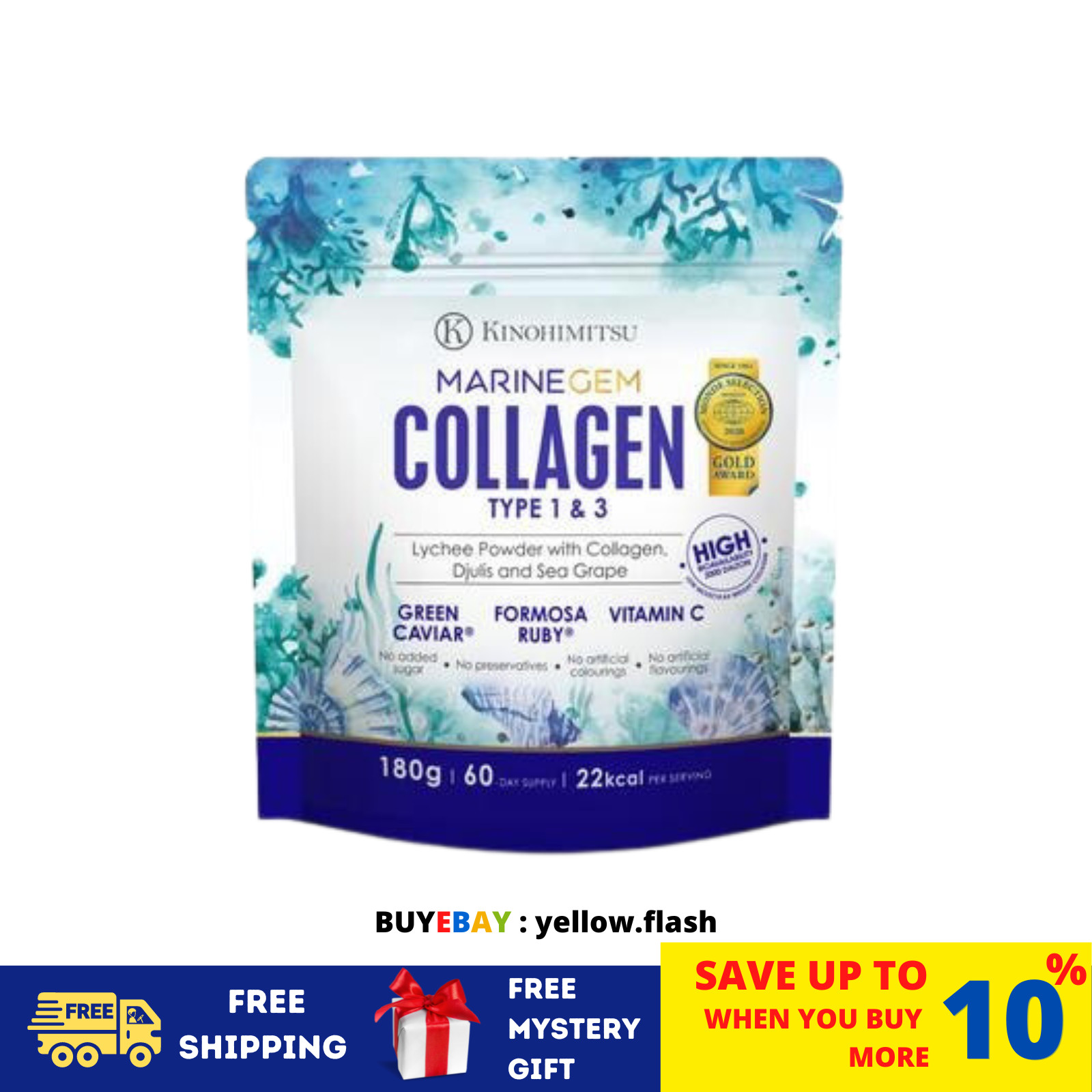 180g Kinohimitsu Marine Gem Collagen (60 Days Supply) AntiAging Reduce Wrinkles