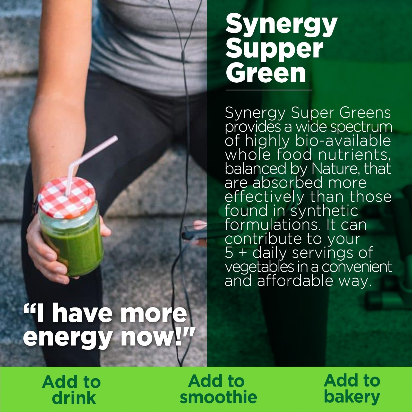 New Synergy Natural Organic Super Greens 1kg Spirulina Chlorella Barley Grass
