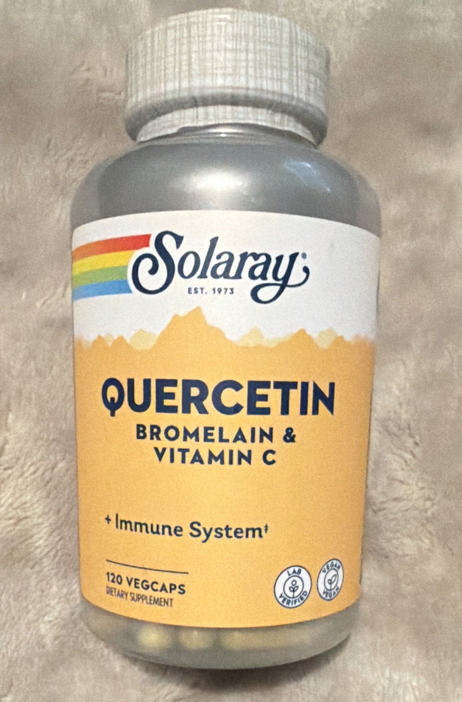 Solaray Quercetin Bromelain Vitamin C Immune Support Vegan Capsules 120 ct