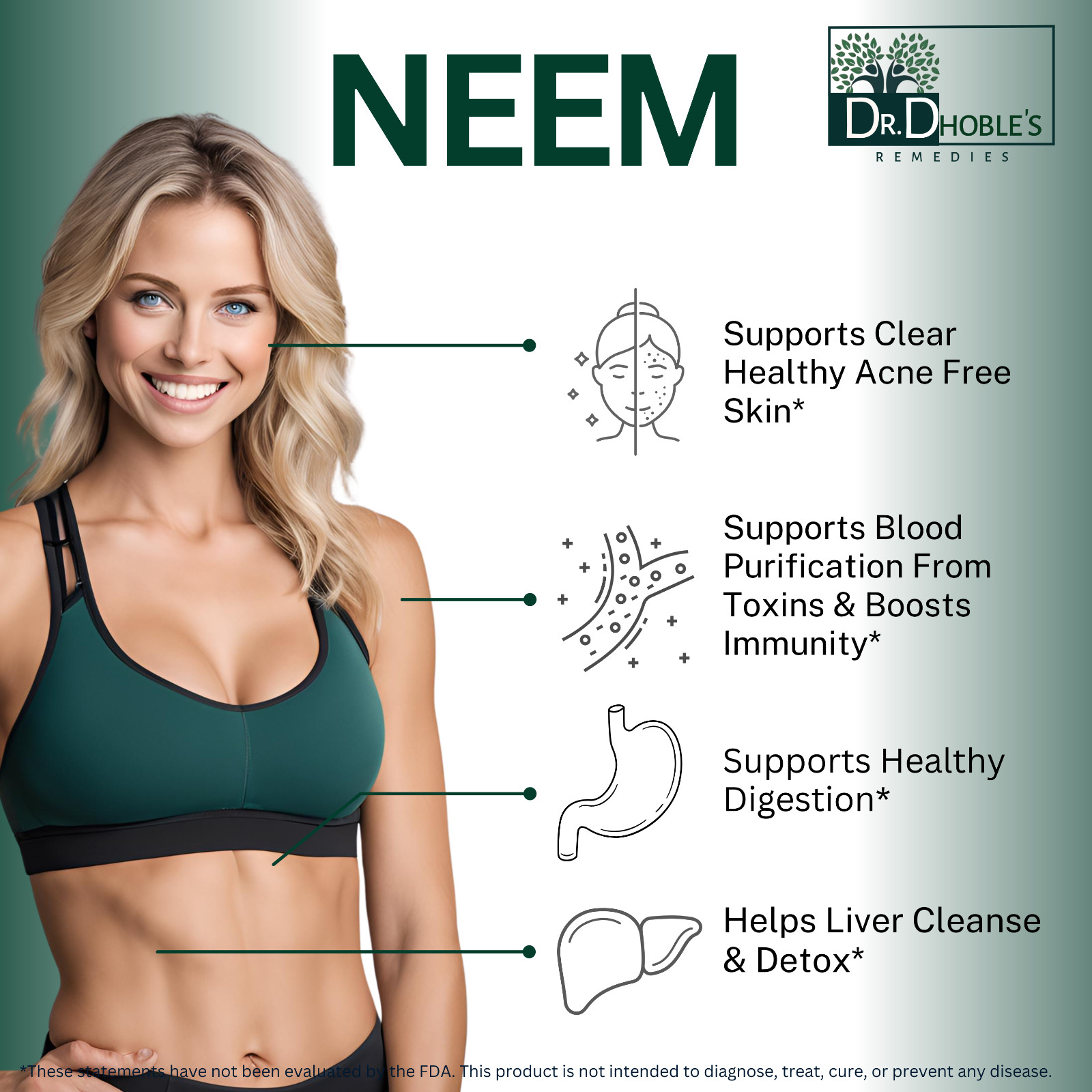 Neem · 900 Mg/ Serving · Gluten-Free · Dr. Dhoble’s · 60 Vegan Capsules · 2 Pack