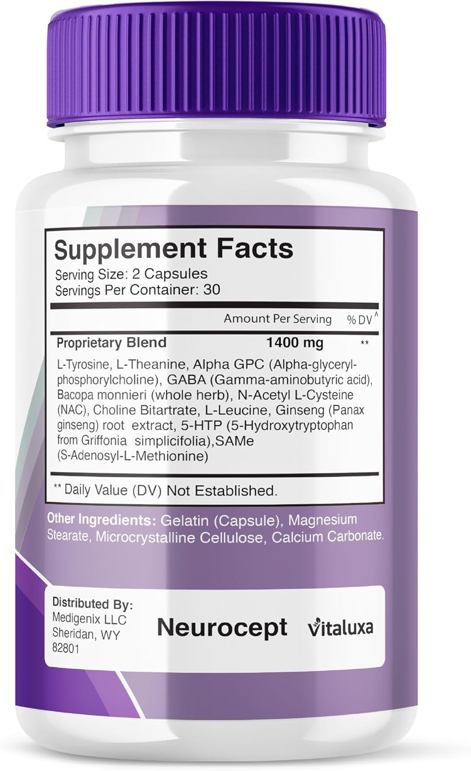 Neurocept Nootropic All Natural Formula Brain Supplement (60 Capsules)