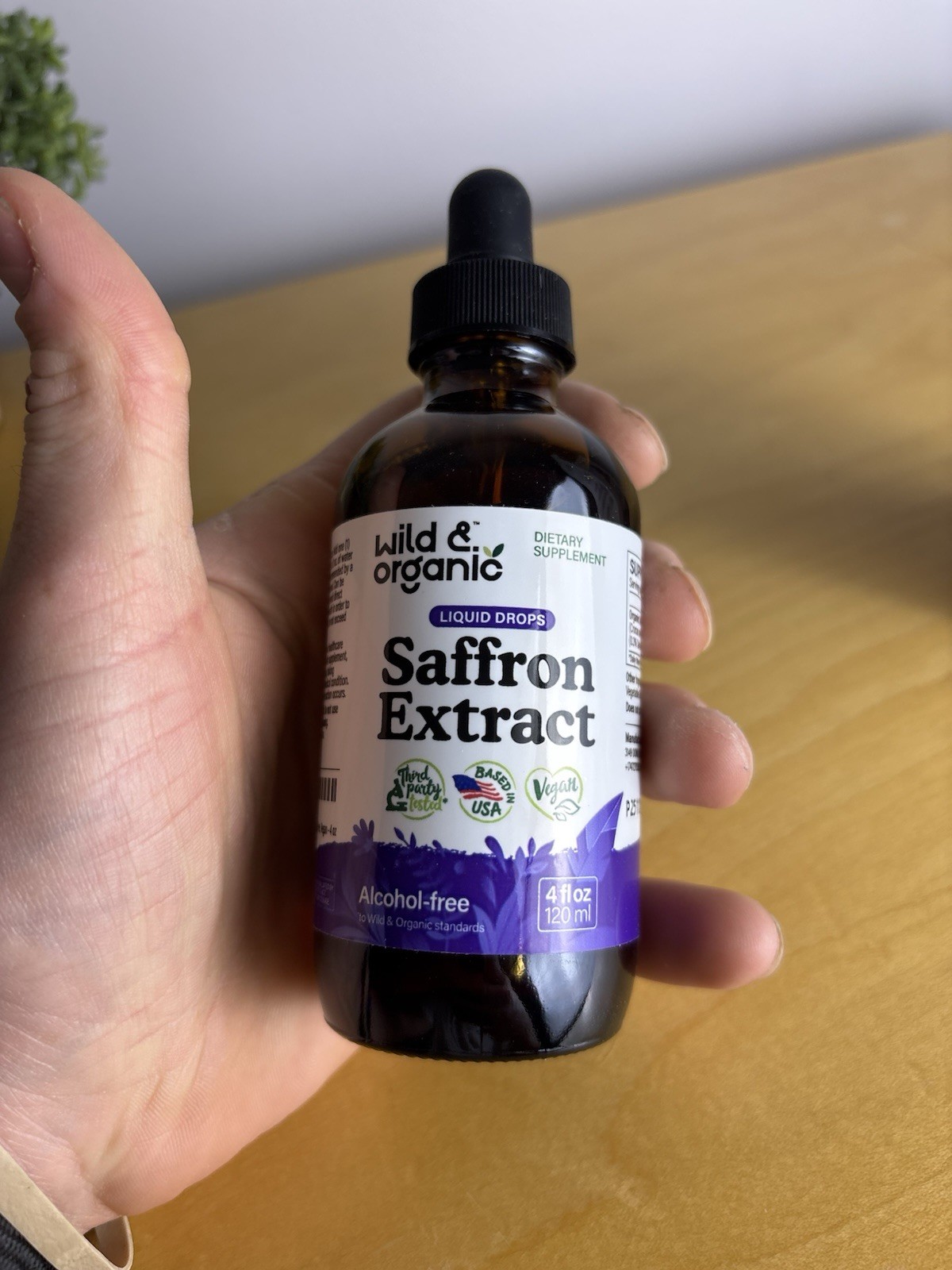 Wild & Organic Saffron Extract Liquid Drops Alcohol Free Vegan 4 fl oz (120 ml)