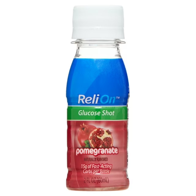 8ct ReliOn Glucose Shots 2oz Each, Pomegranate, 15g Fast-Acting Carbs, New S5