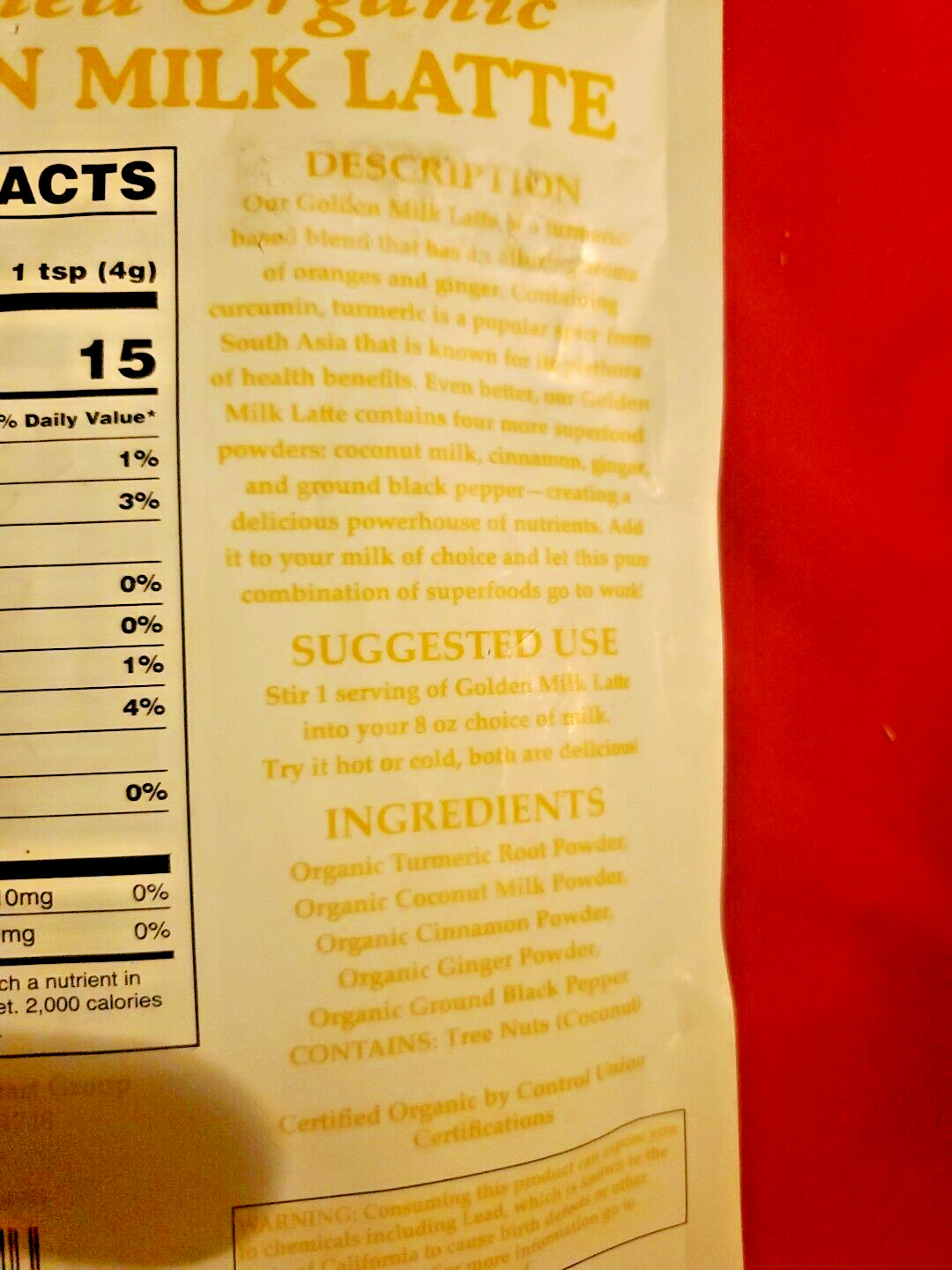 CERTIFIED ORGANIC GOLDEN MILK LATTE