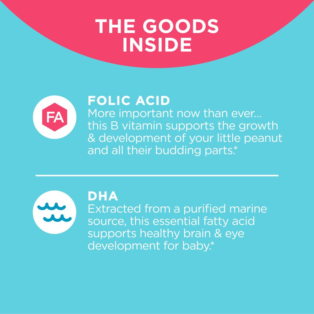 OLLY Prenatal Multivitamin Gummy, for Women, Folic Acid, Vitamin D, Omega 3 DHA,