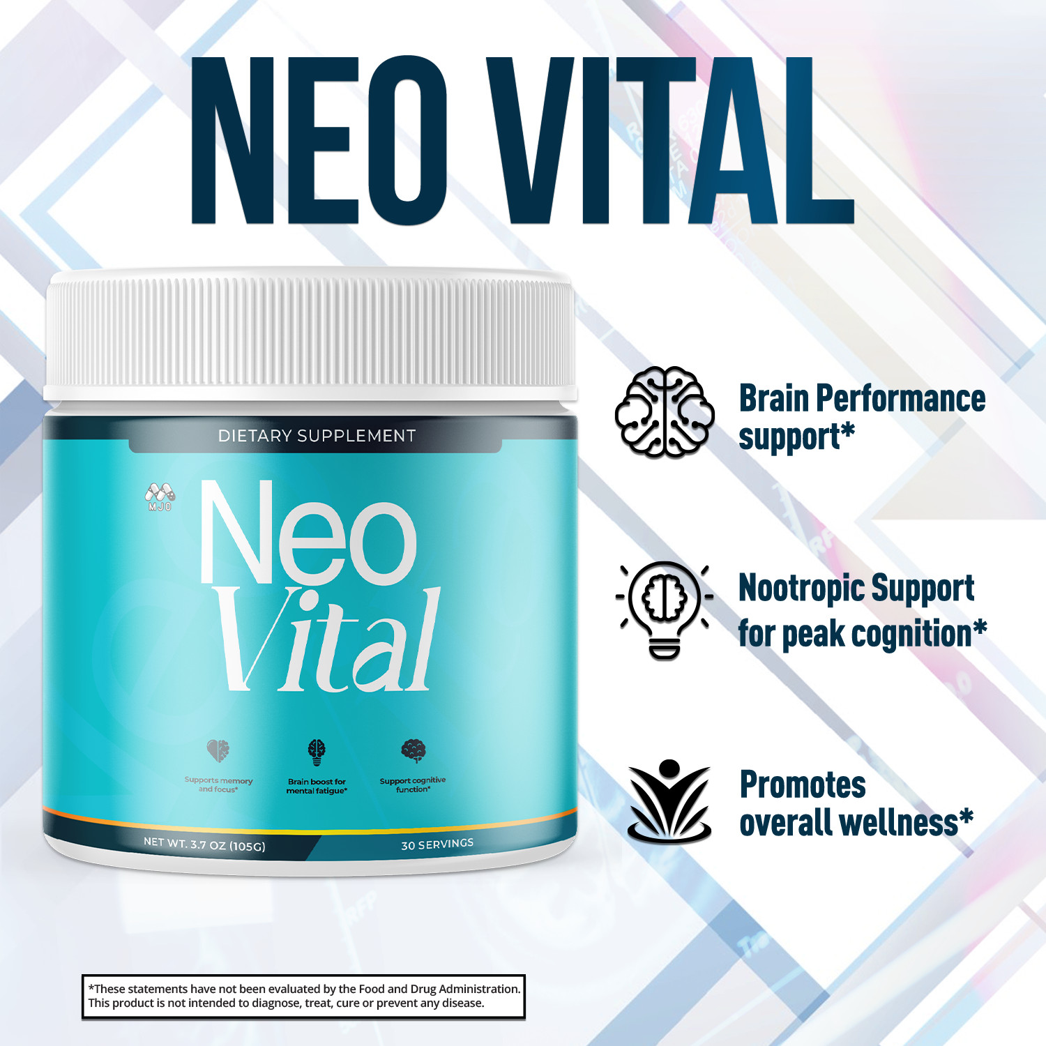 (1 Pack) Neo Vital Powder Advanced Brain Supplement NeoVital 30 Servings