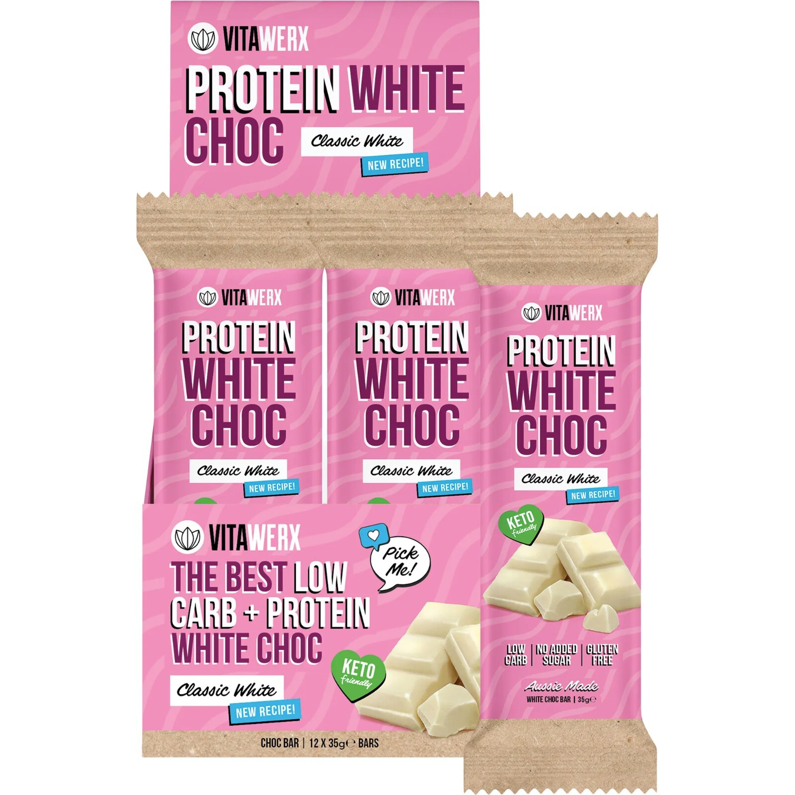 New Vitawerx Protein White Choc Bar 35g x 12 Bars