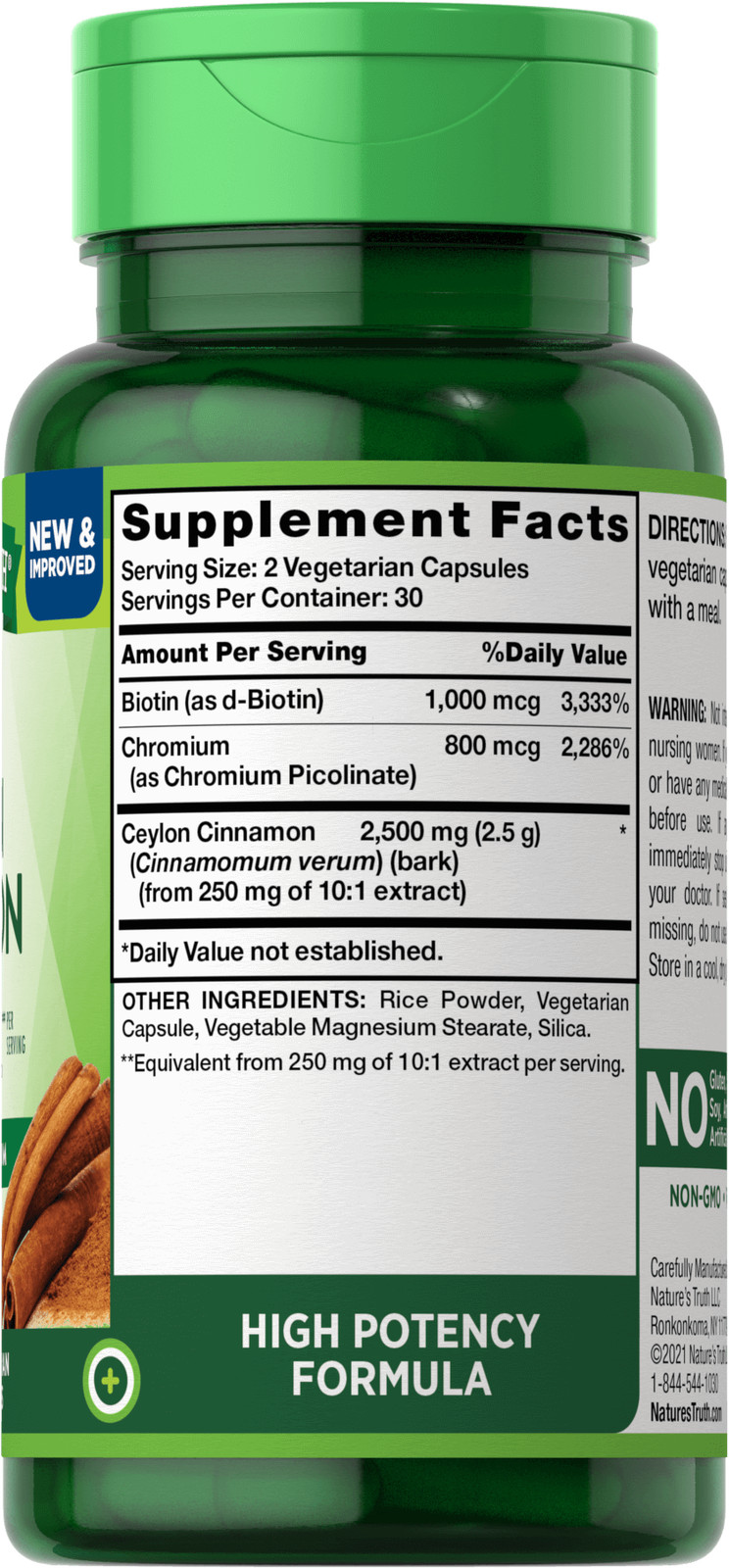 Nature’s Truth Super Cinnamon Plus Biotin and Chromium Capsules 1500 mg 60 Count