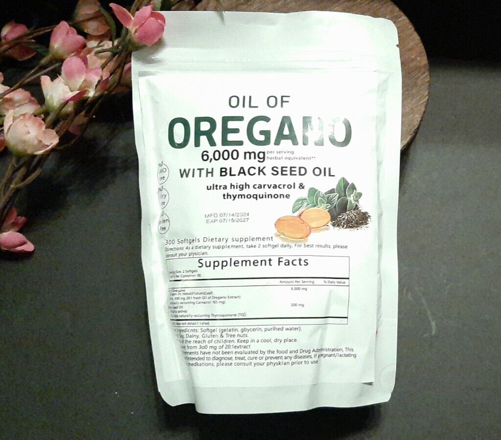 Bayland Oil of Oregano 6,000mg w/ Black Seed Oil 300 Softgels 7/2027