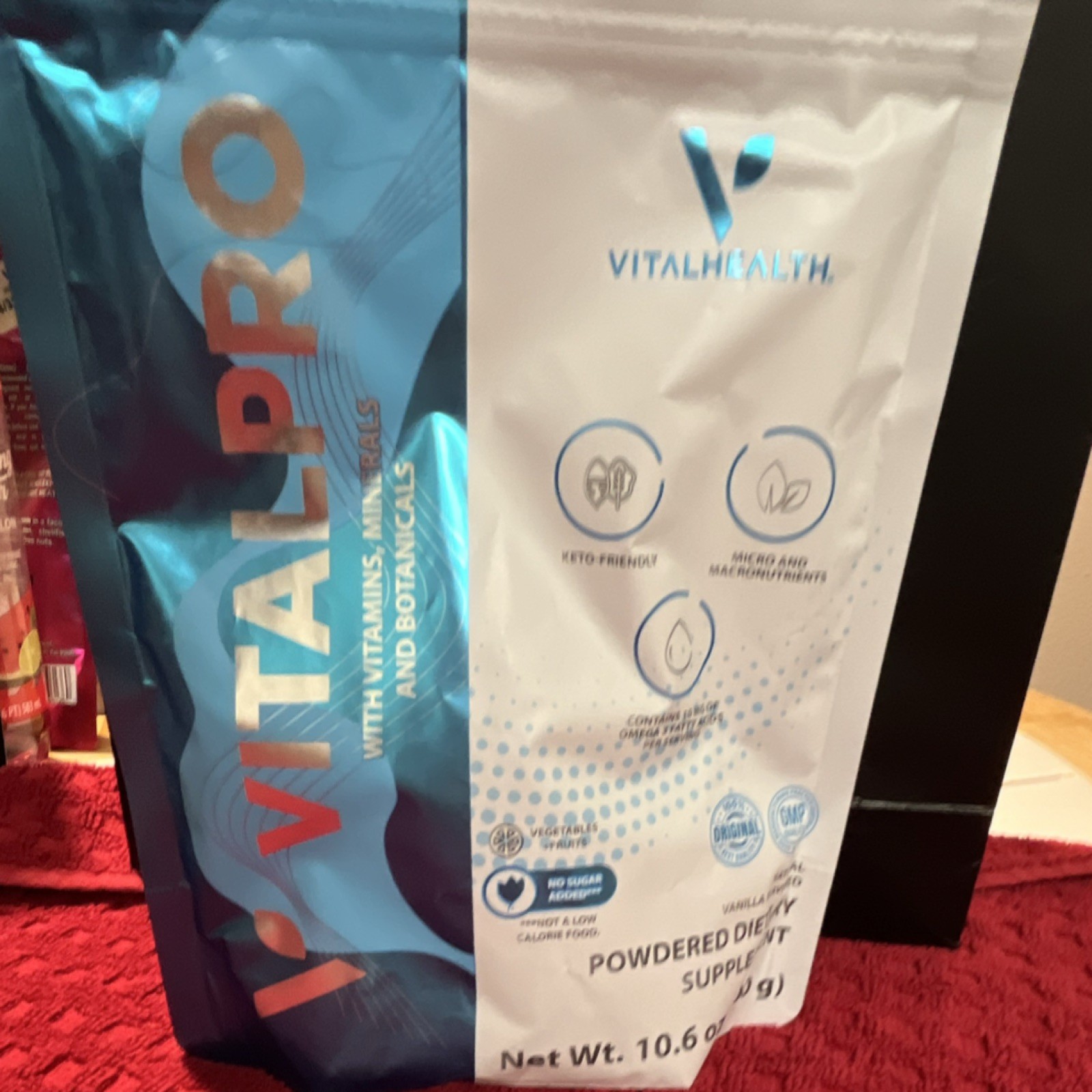 VitalHealth Powdered Vanilla Supplement 10.6 oz Keto-Friendly No Sugar Added