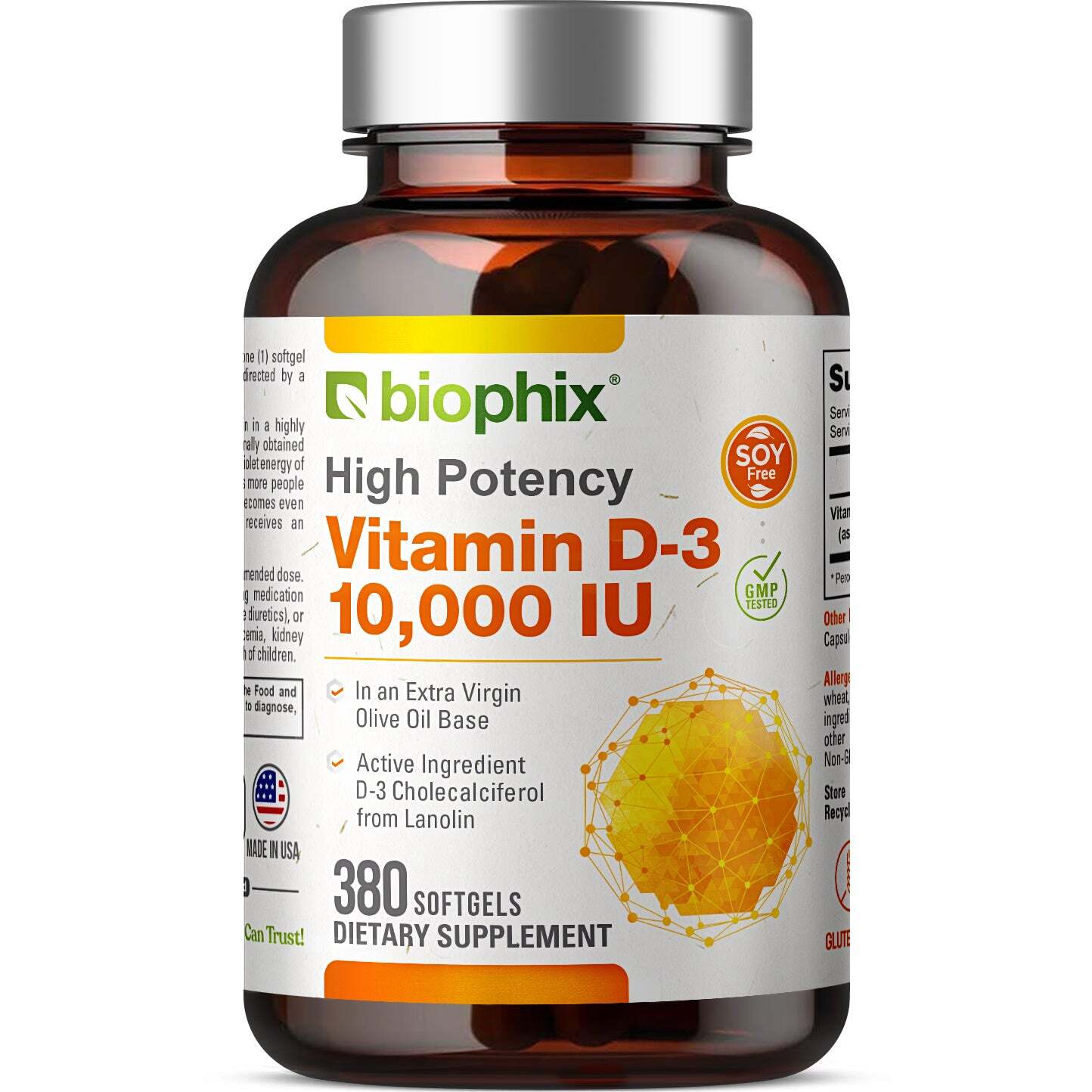 Biophix Vitamin D-3 10000 IU 380 Softgels – In Extra Virgin Olive Oil