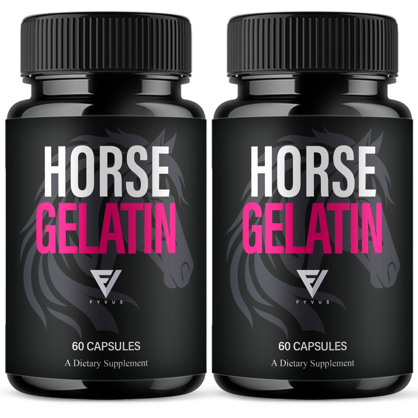 (2 Pack) Horse Gelatin Performance Capsules, Horse Gelatin Pills (120 Capsules)