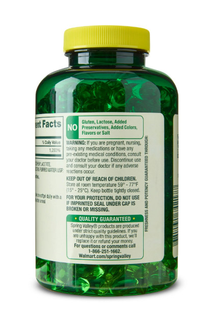 Spring Valley Vitamin E 180 mg (400 IU) Dietary Supplement, 500 Softgels