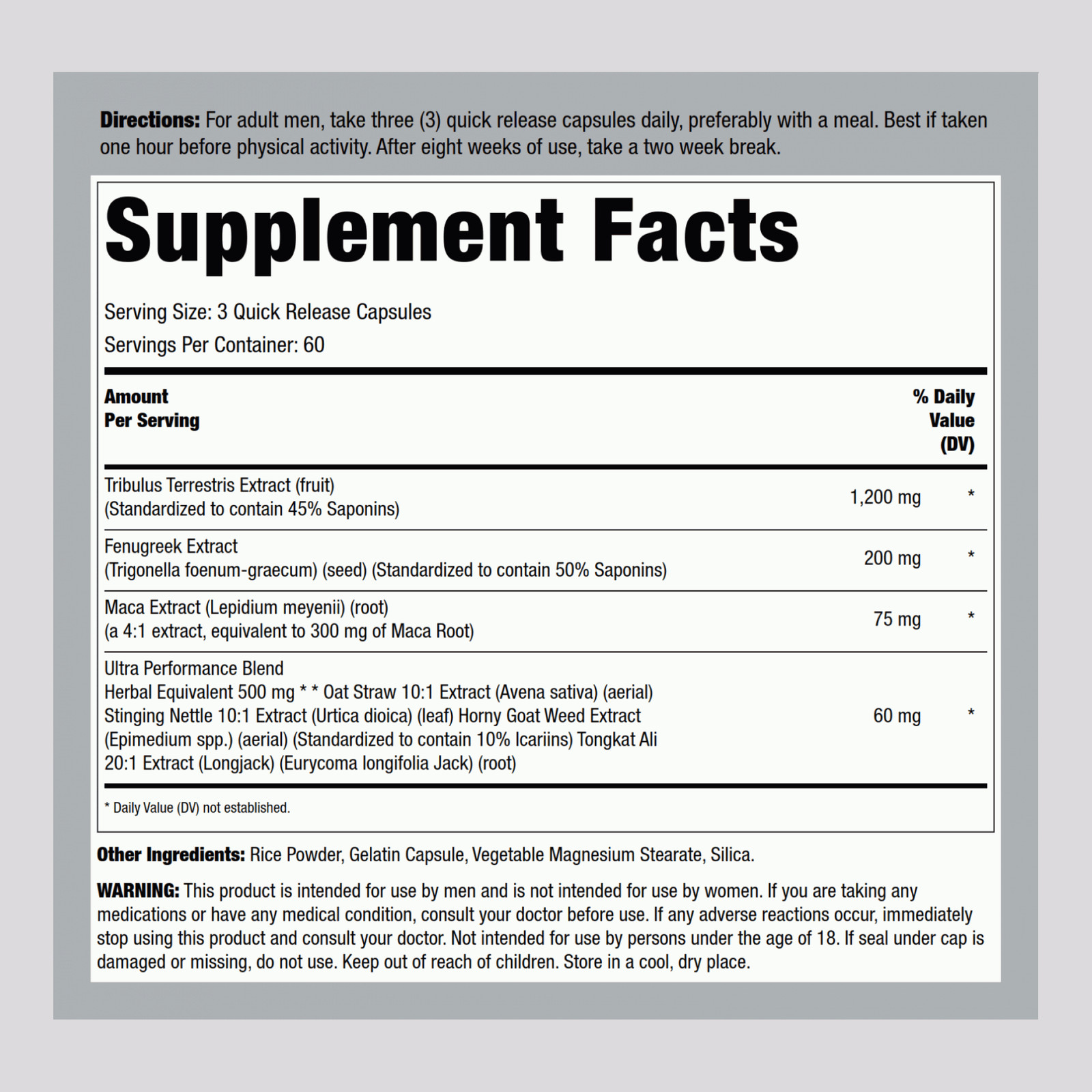 Tribulus Terrestris for Men | 120 Capsules | 7-Herb Blend | by Fitness Labs