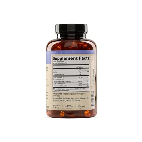 NatureWise Flaxseed Oil 1000 mg, Fish Free Omega 3 with 120 Count (Pack of 1)