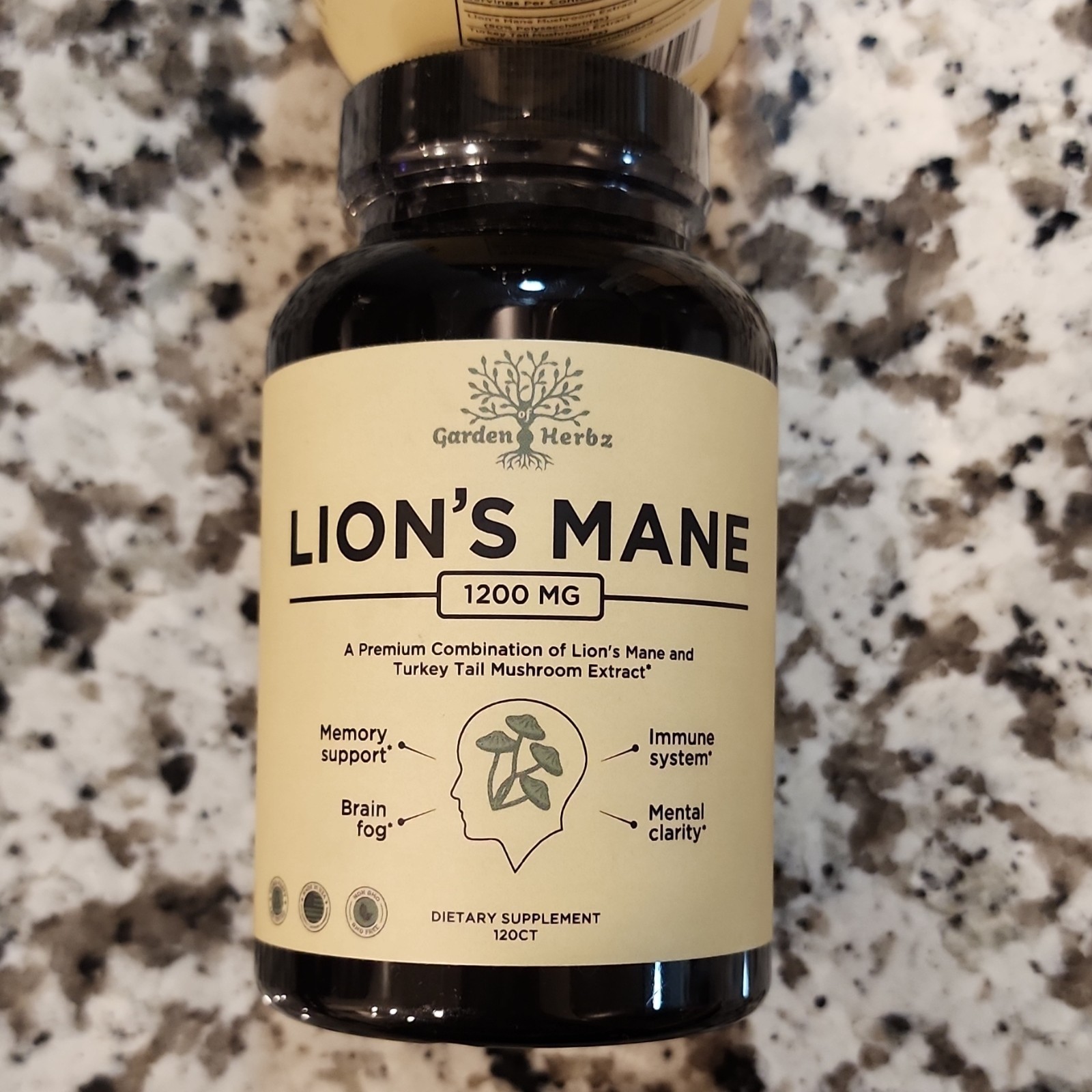 Garden Herbz Lion’s Mane & Turkey Tail Extract 1200mg 120 Capsules, lot of 2