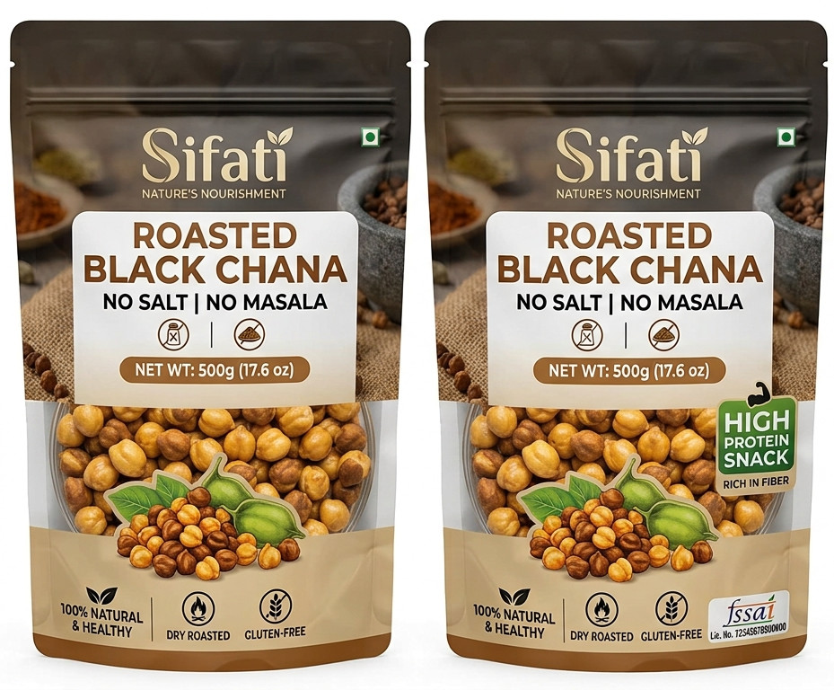 Roasted Black Chana/Chickpeas,Protein enriched guilt free snack, 17.6 Oz Organic