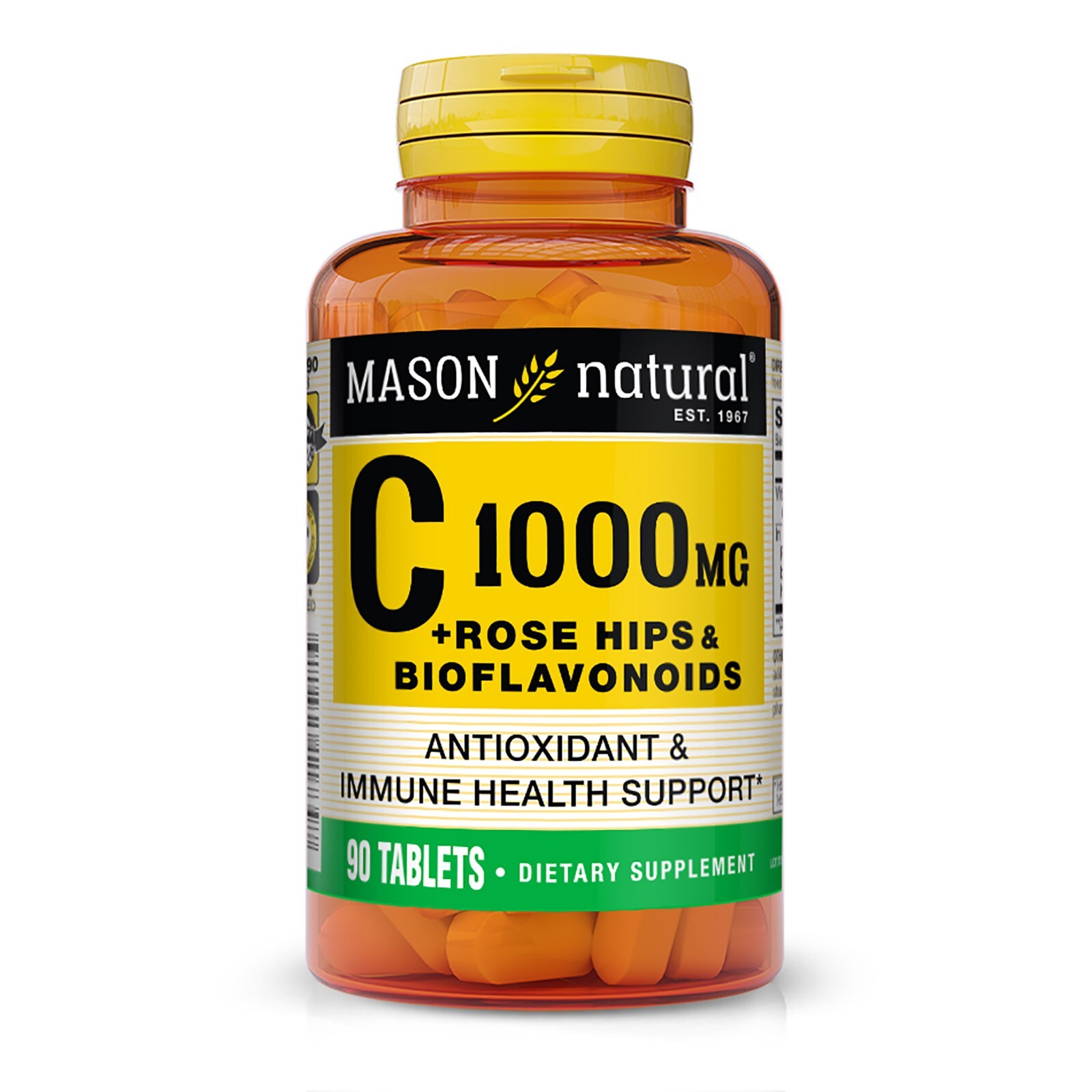 Mason Natural Vitamin C 1,000 mg plus Rose Hips – Immune System, 90 Tablets