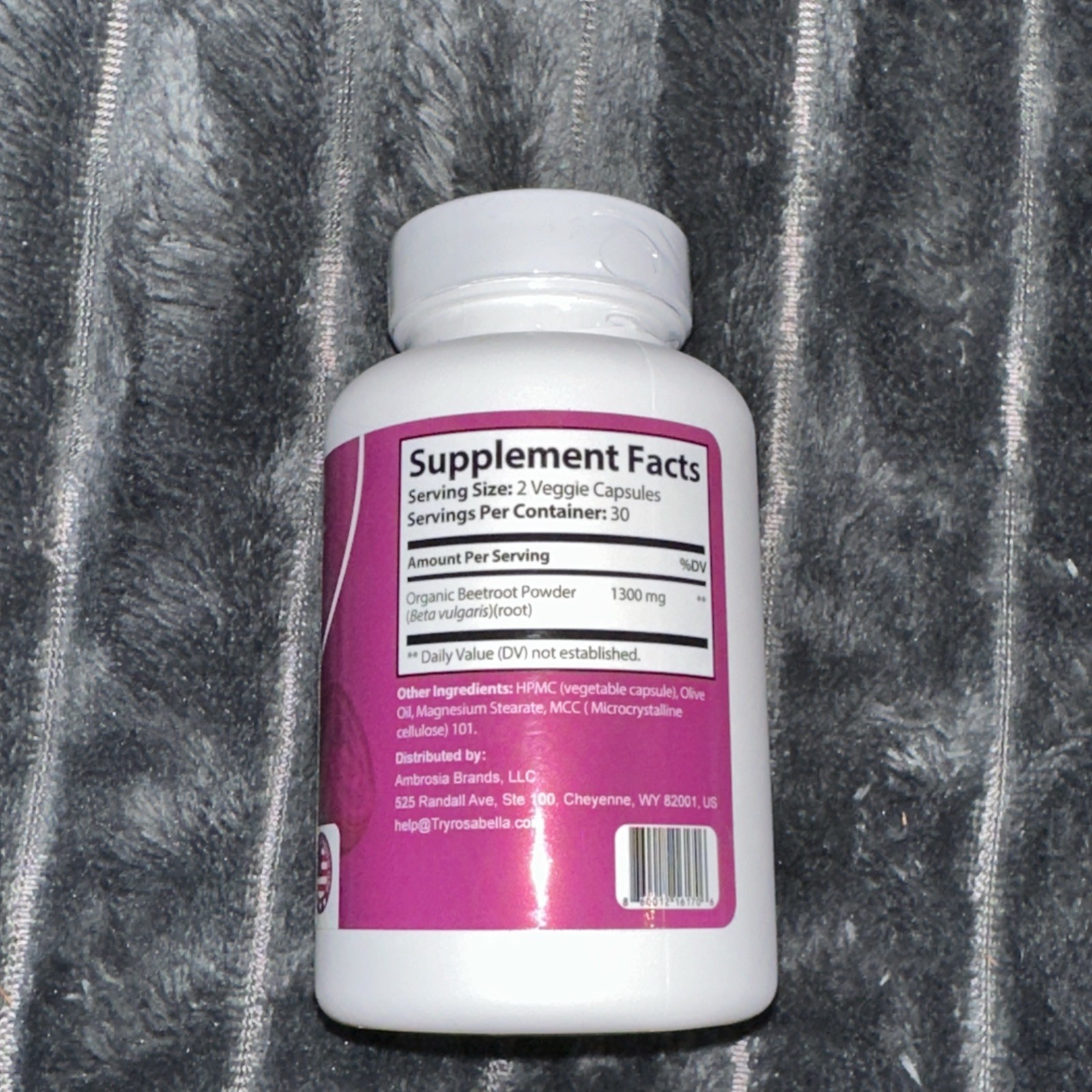 Rosabella Organic Beetroot 1300mg 60 Veggie Capsules Dietary Supplement