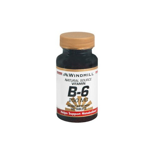 Windmill Natural Source Vitamin B-6 Supports Metabolism 250mg Tablets 60 Count