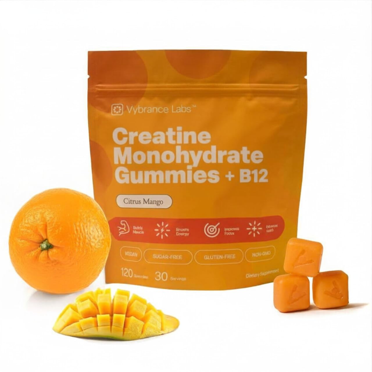 VYBRANCE LABS 3-in-1 Creatine Monohydrate Gummies | 5g Creatine + Taurine + Vita