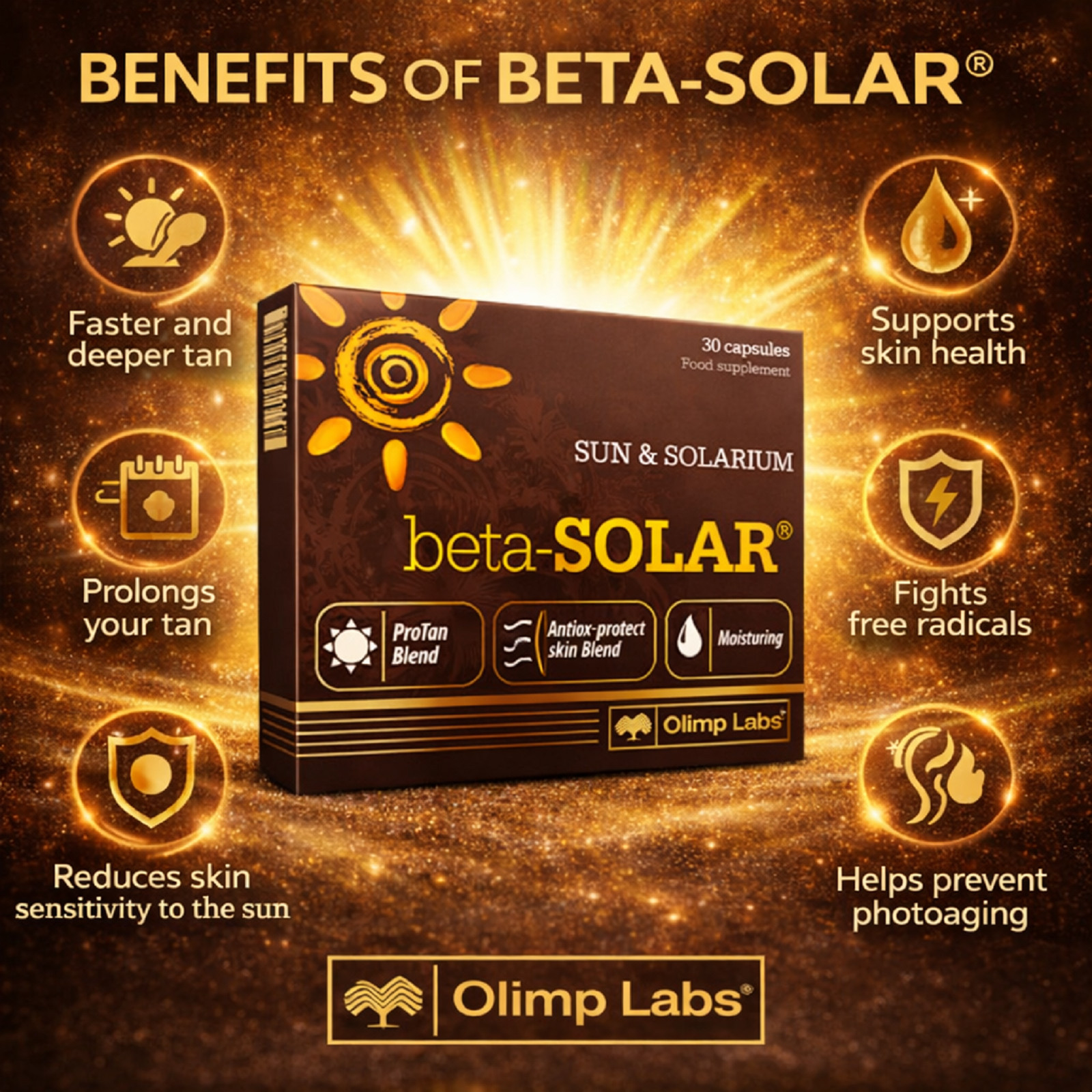 BETA-SOLAR – 30-120 Capsules – Healthy and safe tanning- sun & solarium – brown