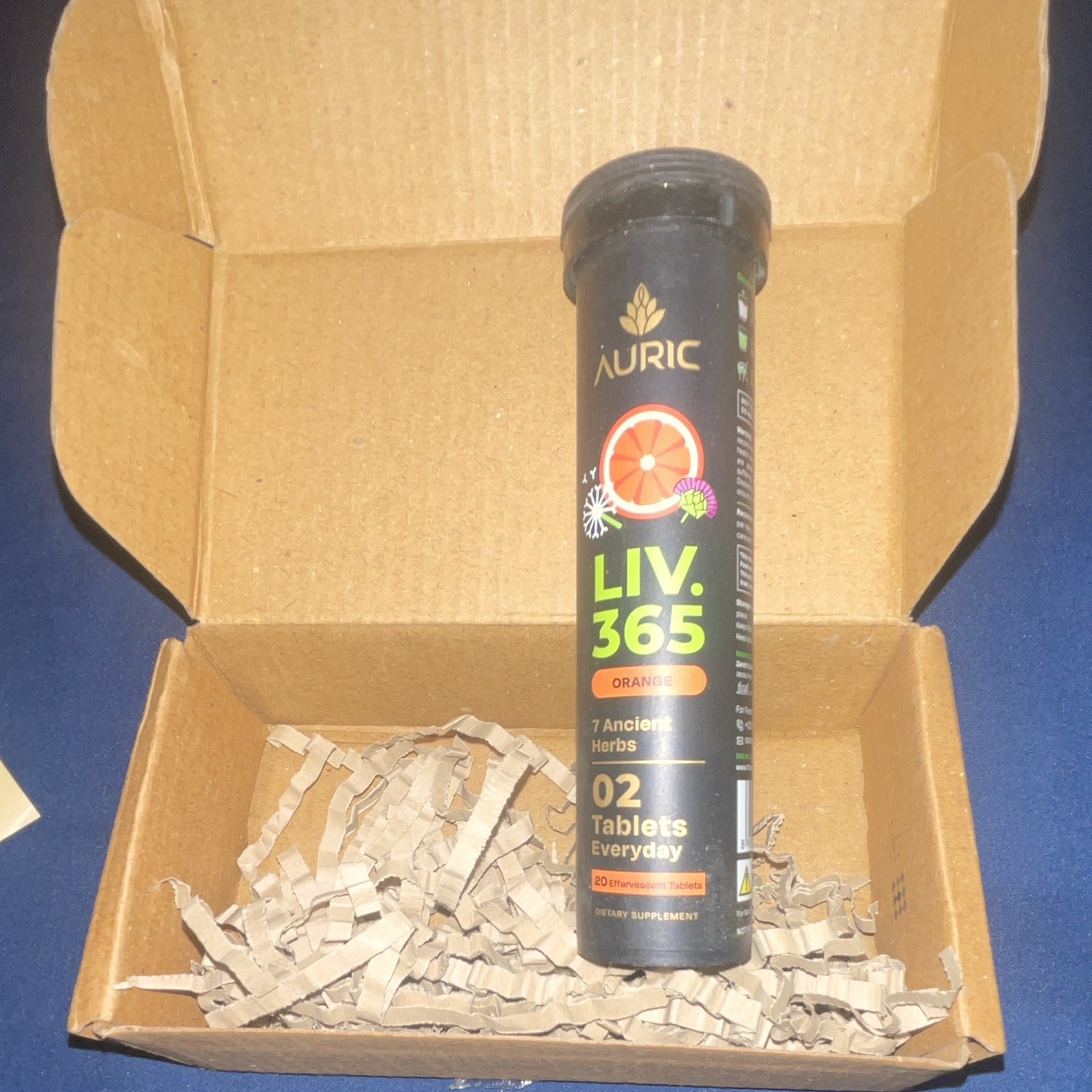 Auric LIV 365 Liver Health Effervescent Tablets Orange Flavor 20 Count Ayurvedic