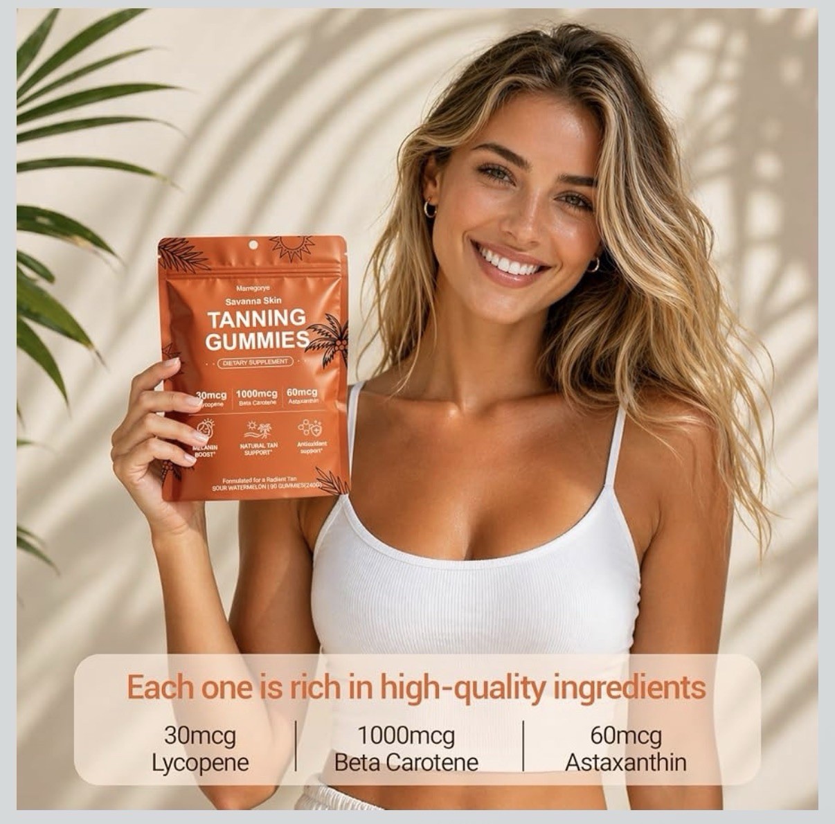 Marregorye Savanna Skin Tanning Gummies Sour Watermelon 90 ct Skin Health