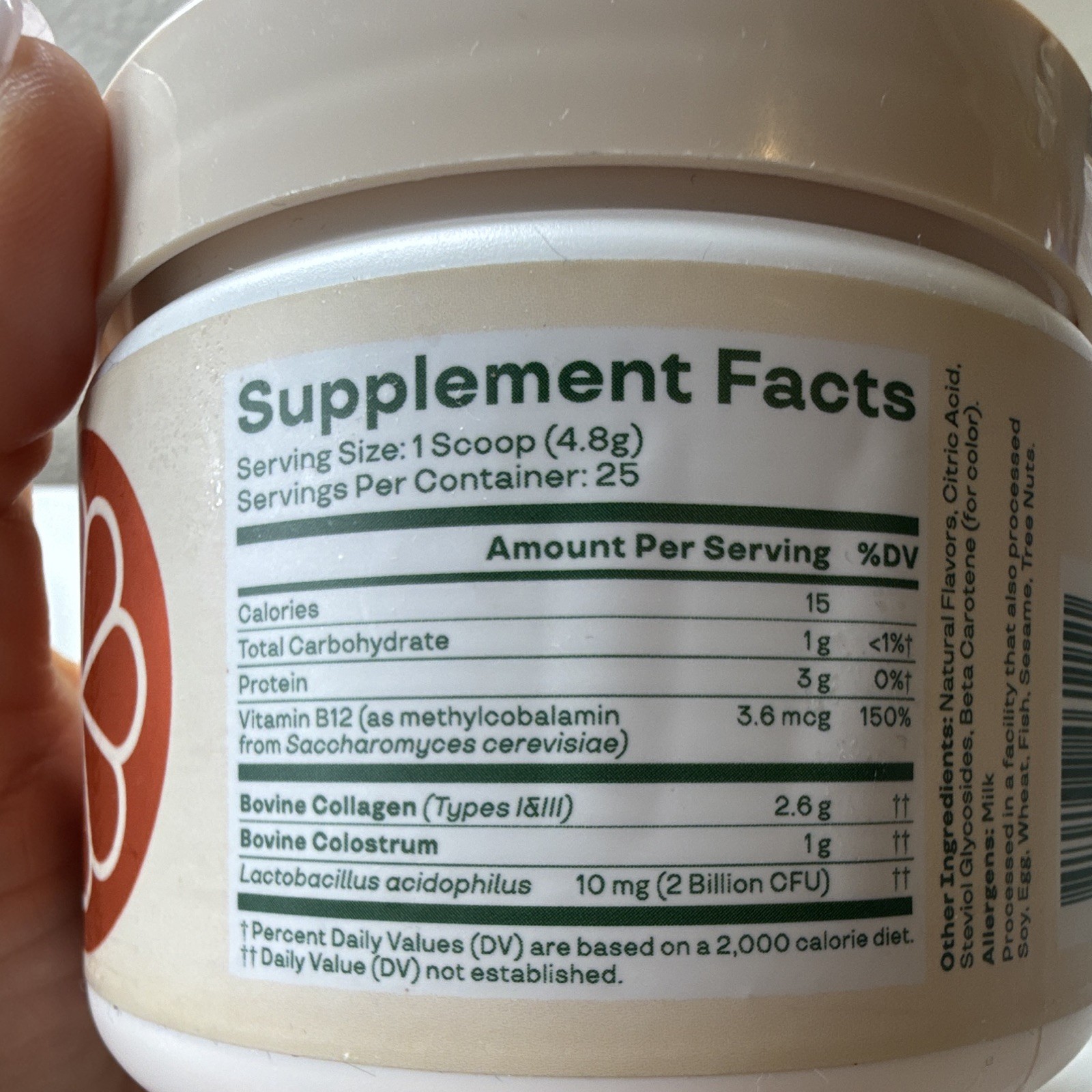 Bloom Colostrum + Collagen Peptides Powder Gut & Immune Orange Cream 4.23 oz