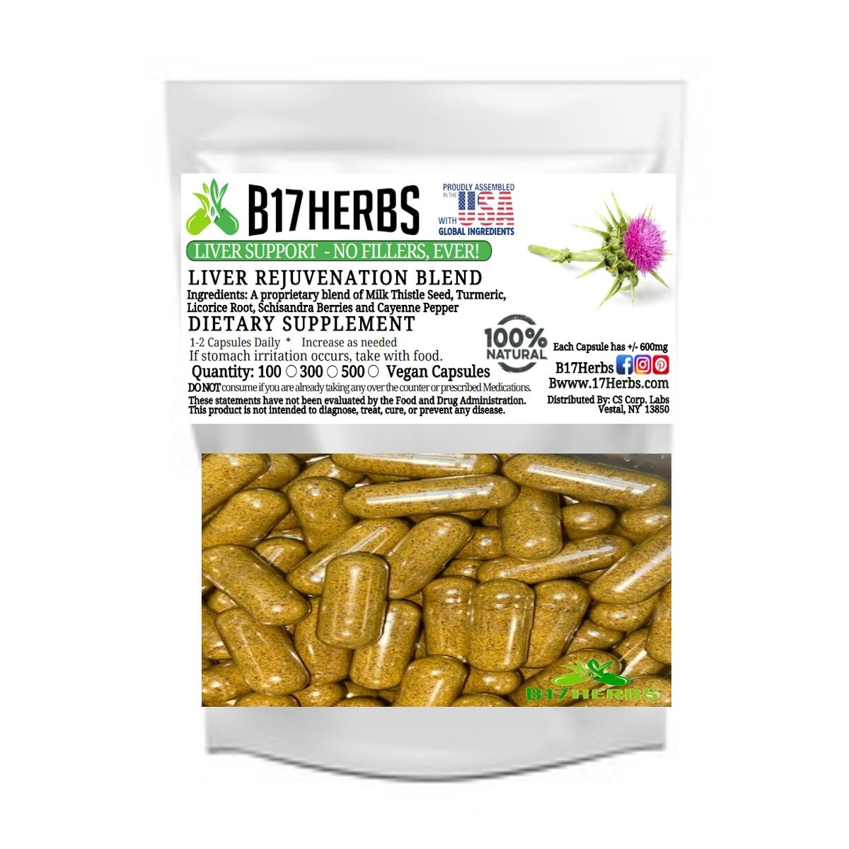 Liver Blend – Milk Thistle, Turmeric, Licorice, Berry, Cayenne Detox 100 V. Caps