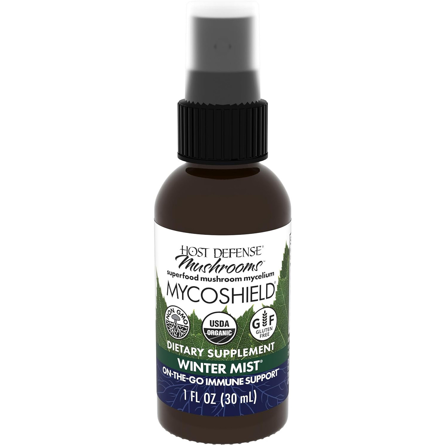 Host Defense,MycoShield, Mushroom Throat Spray, Winter Mist, 1 Fluid Ounce