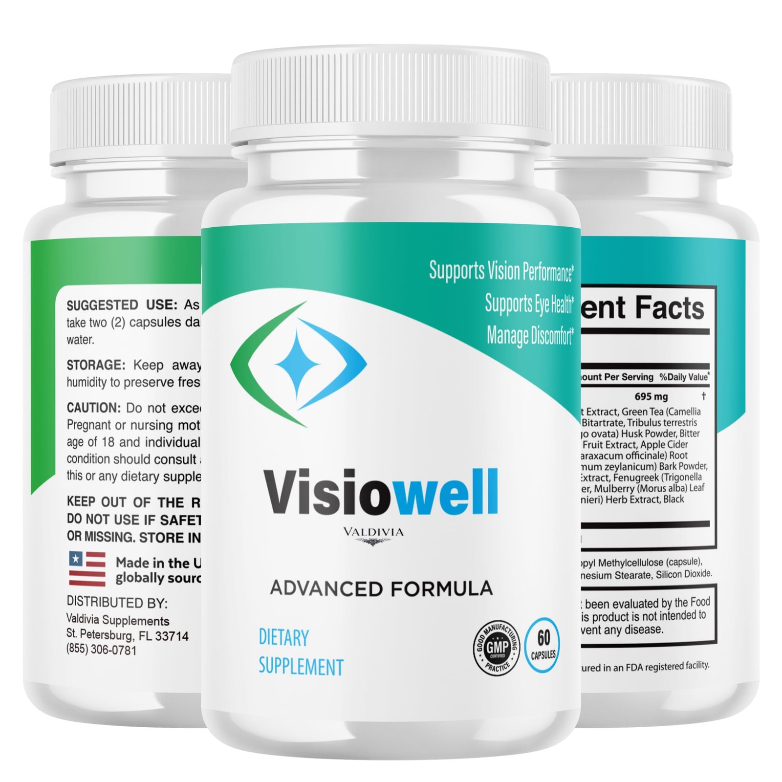 VisioWell Advanced Wellness Supplement Capsules Daily Health 5 Pack 300Ct