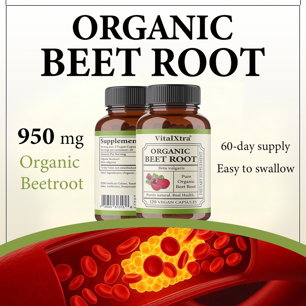 Organic Beetroot Powder Capsules – Lowers Blood Pressure – Blood Circulation
