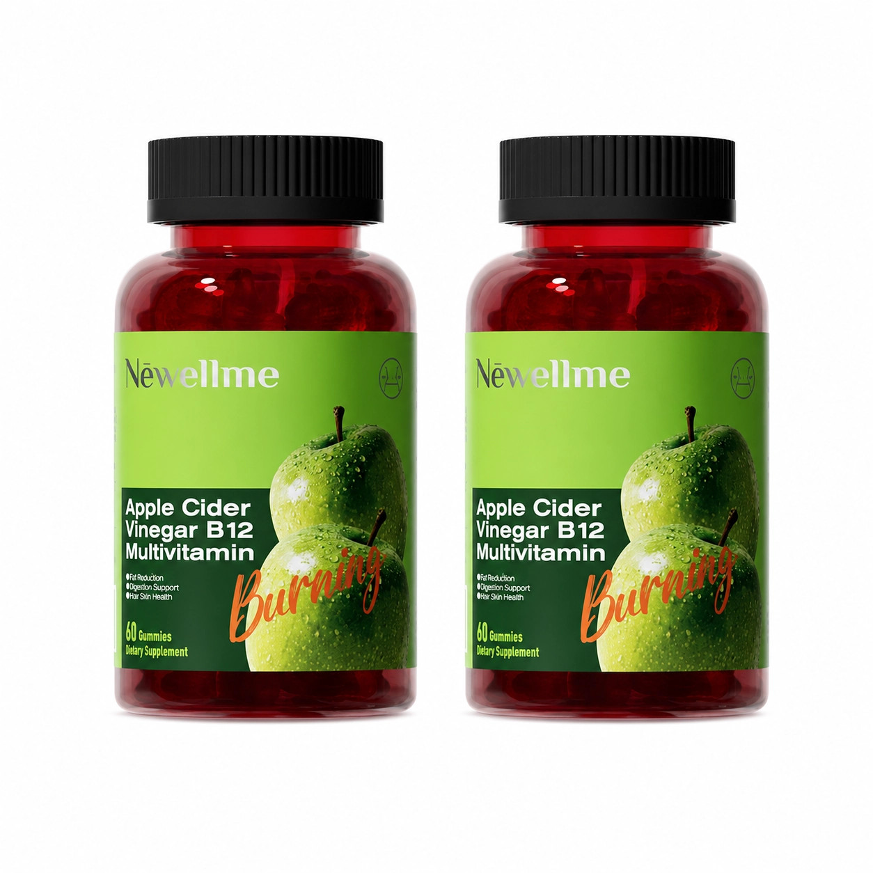 2 Pack Apple Cider Vinegar Gummies with Vitamin B12 120 Count 60 Day Supply