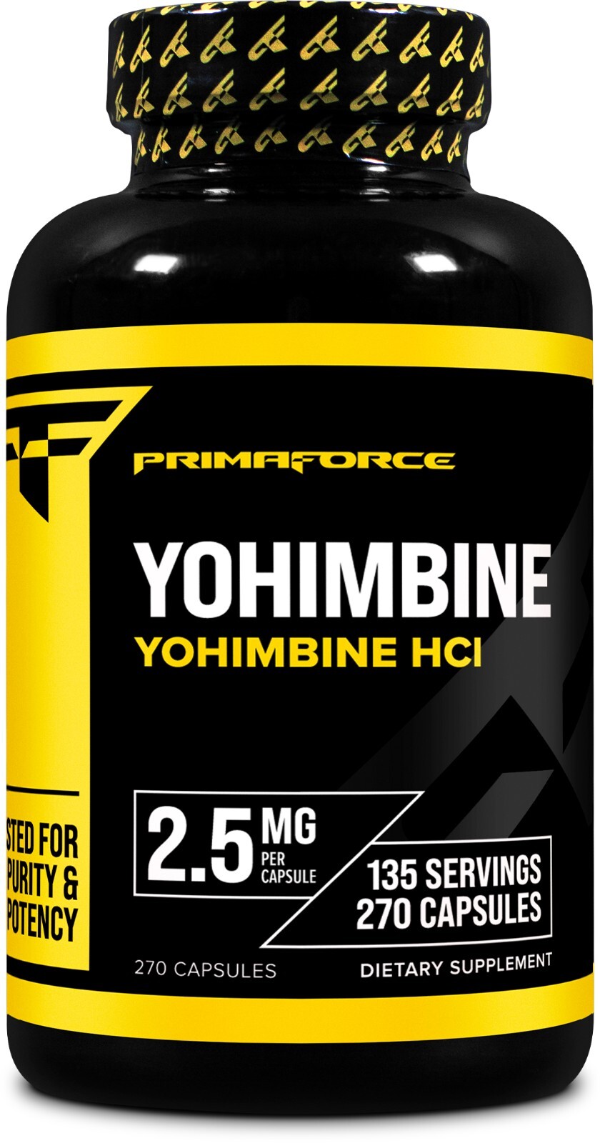 PrimaForce Yohimbine HCl 2.5mg, 270 Capsules – Non GMO, Gluten Free