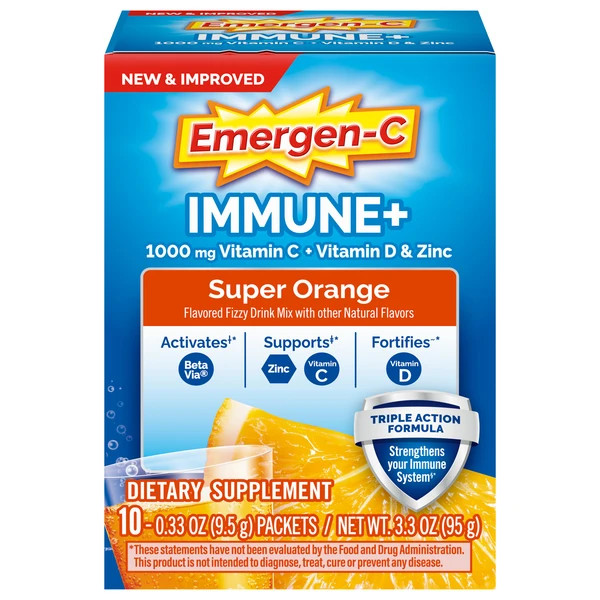 4 PACK Emergen C Immune + Super Orange Raspberry Variety EXP 01/2026+
