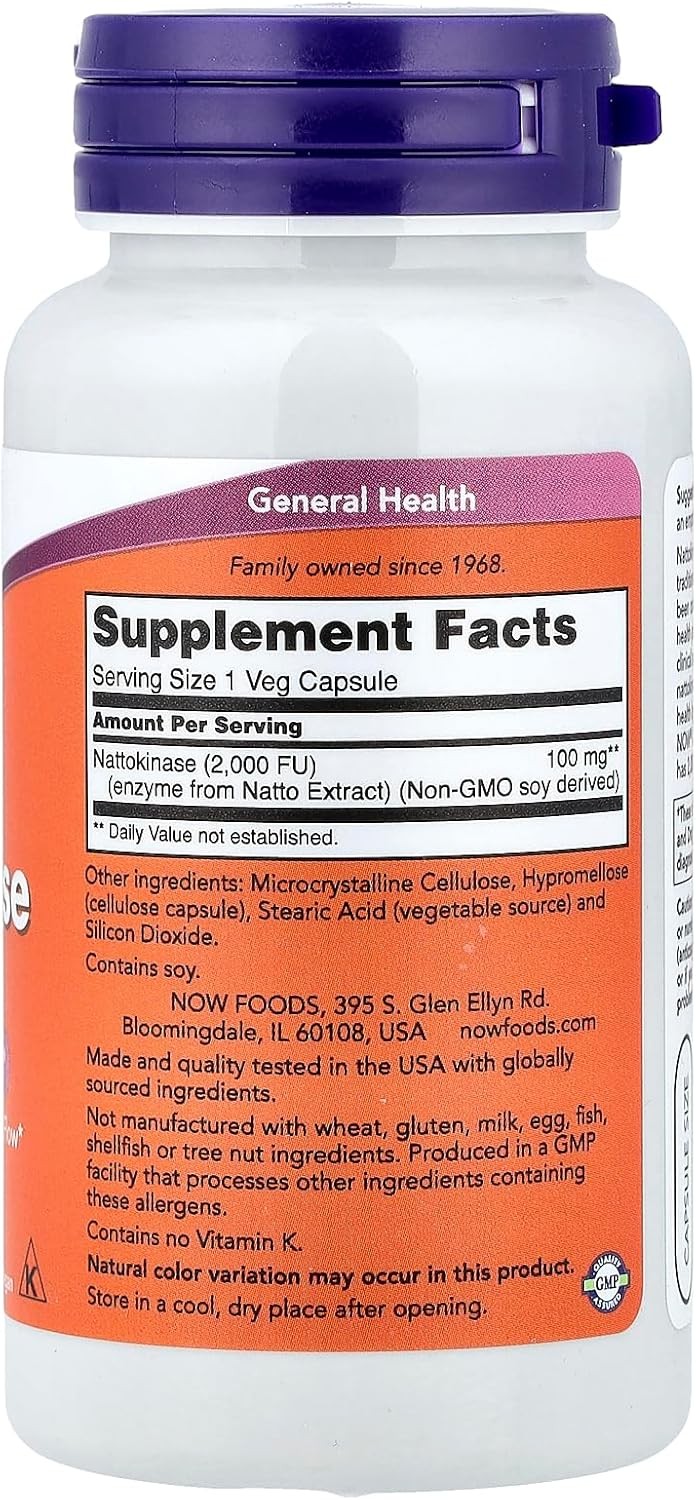 Now Foods Nattokinase 100 mg Cardiovascular Health 120 Vcaps EXP 03/28