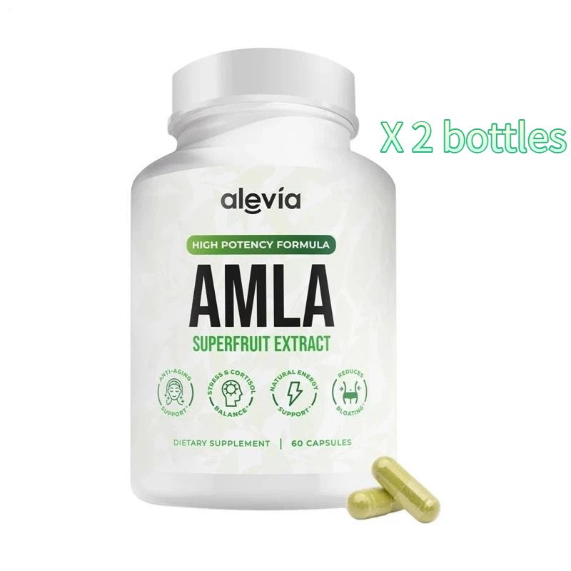 2 X Alevia Organic Amla Capsules 1000mg Indian Gooseberry Antioxidant Supple 60c